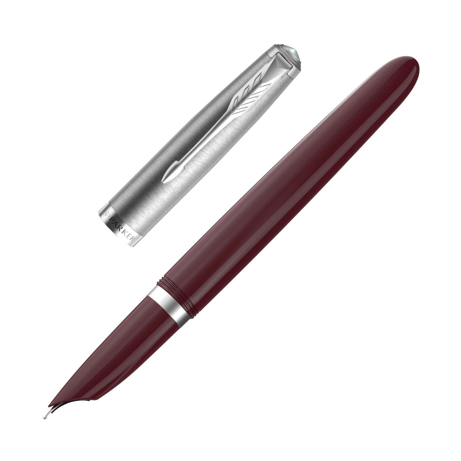 Parker 51 Fountain Pen in Burgundy with Chrome Trim - Fine Point - NEW in Box
