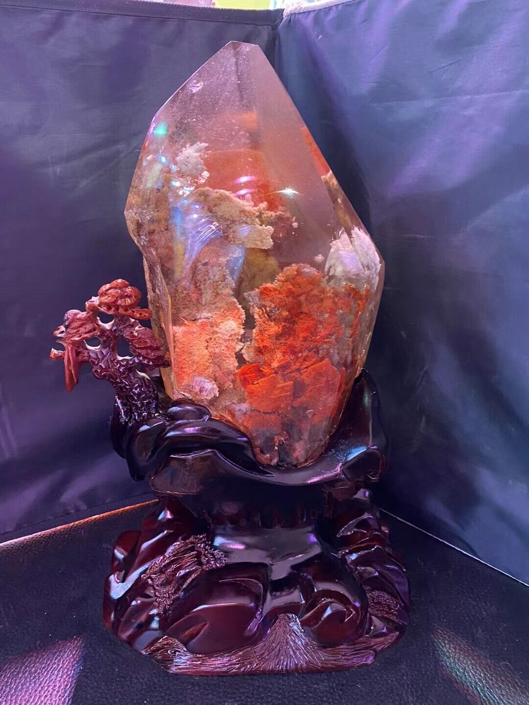 17.6LB Natural Red Ghost Phantom Crystal Quartz Point Mineral Specimen Gift