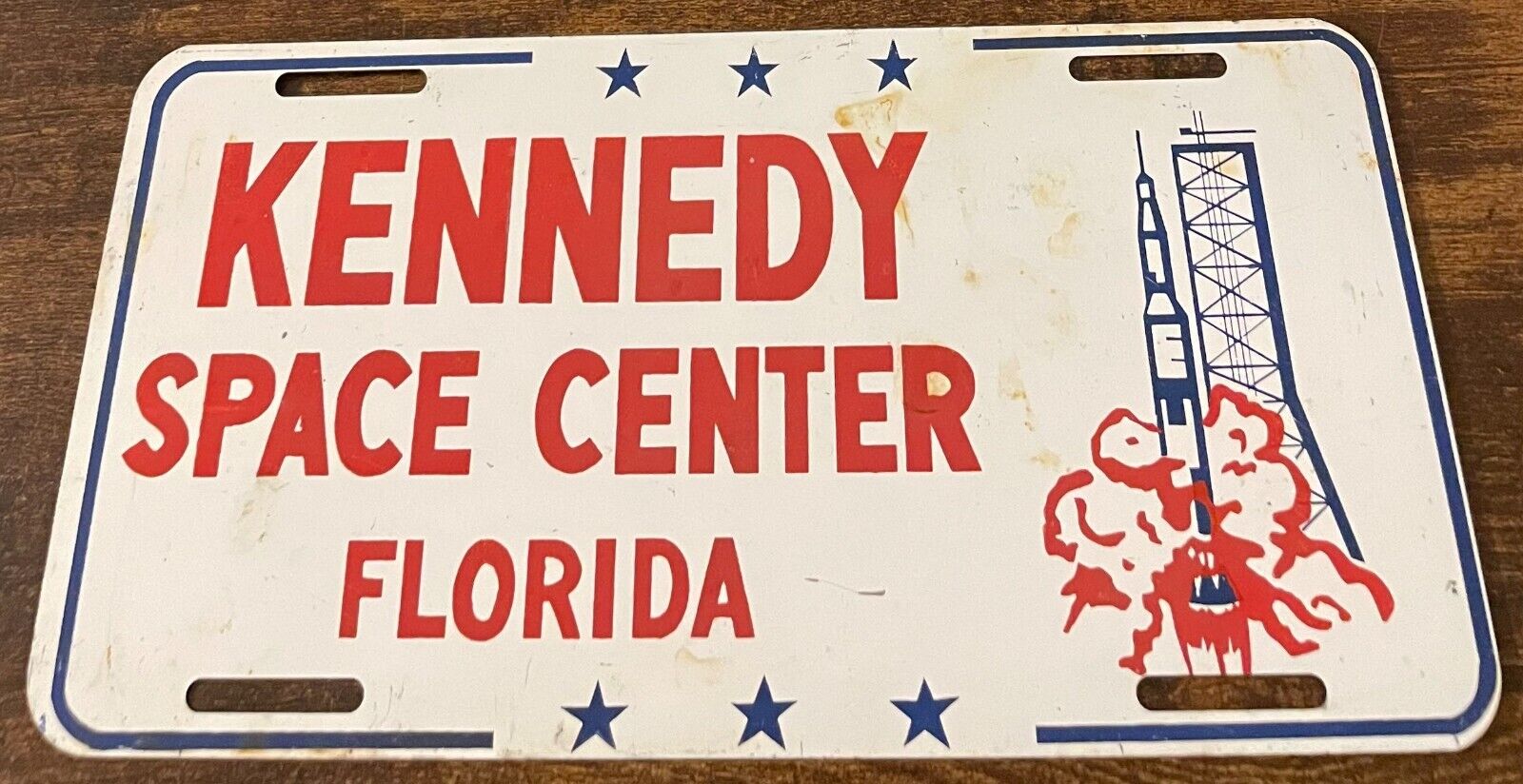 Vintage Kennedy Space Center Booster License Plate Florida NASA Rocket