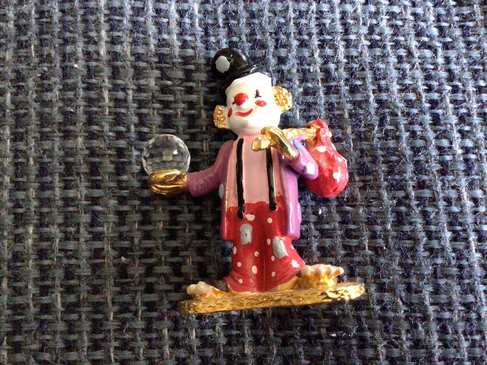 Spoontiques Vintage Pewter Hobo Clown w/ Swarovski Crystal & Gold Plating.