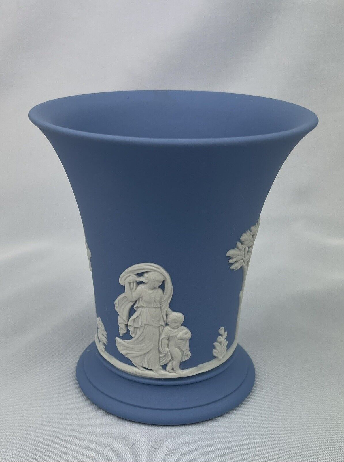 Vintage Wedgwood Jasperware Blue Vase 3.75” England