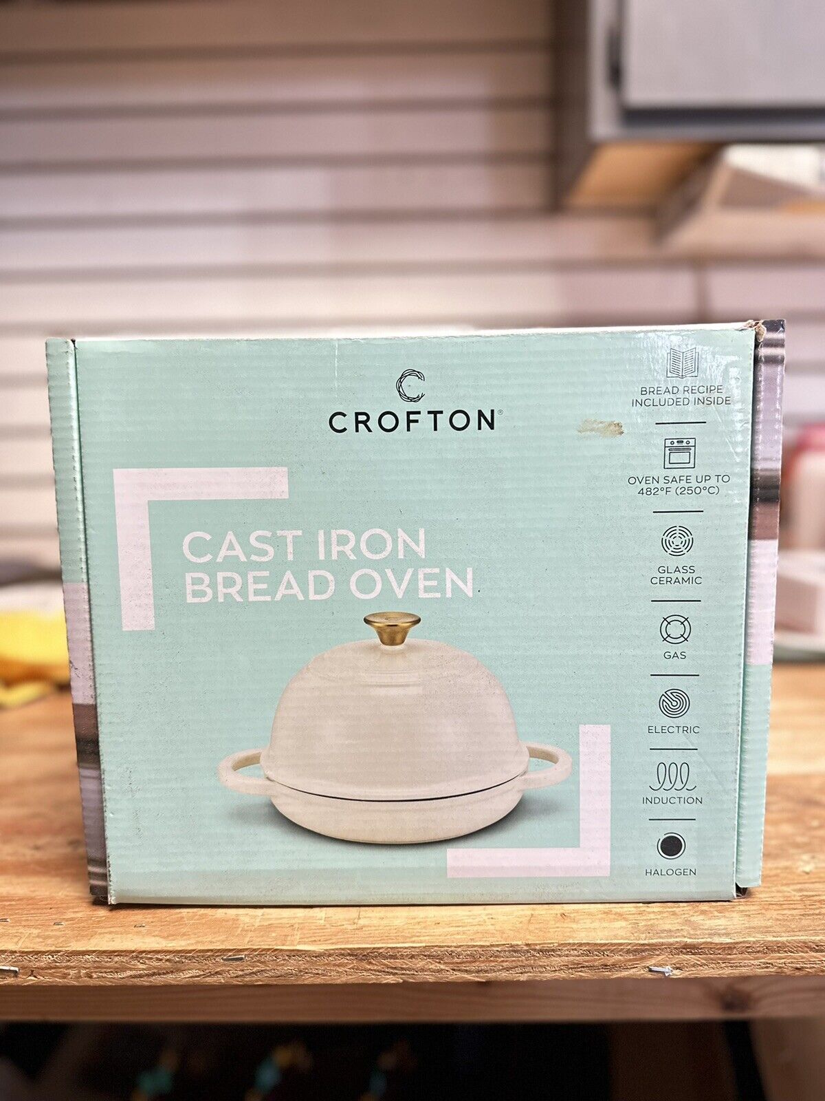 Crofton Cast Iron Bread Oven 9” Enameled Aldi New Limited Edition White Sealed