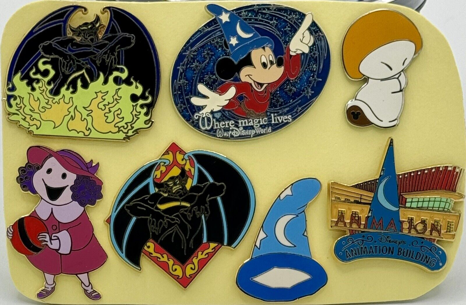 Disney Pin Lot ~ FANTASIA ~ 7pc Pins Set ~ Sorcerer Mickey Hat Chernabog Villain