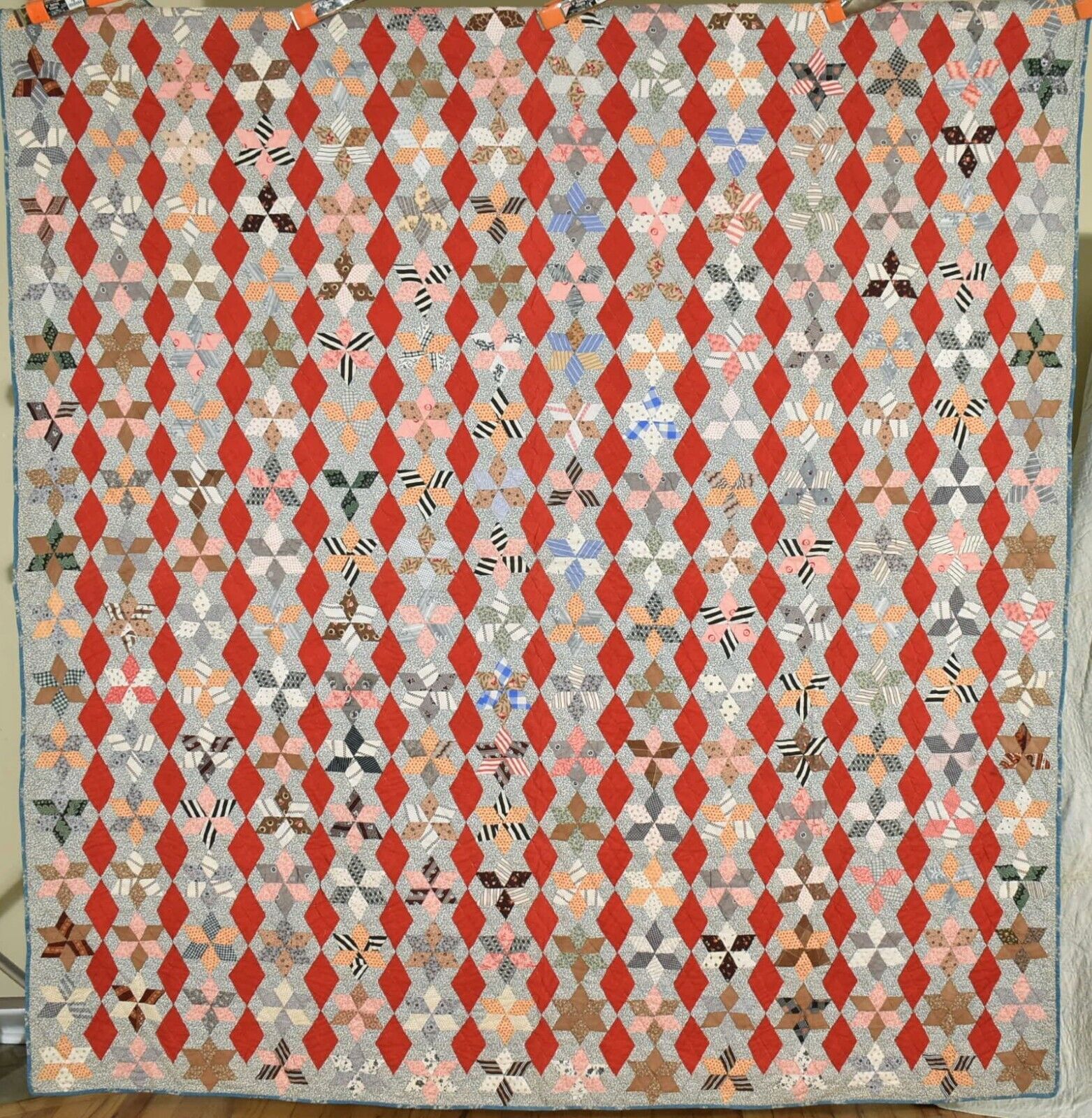 OUTSTANDING Vintage 1870's Stars & Diamonds Antique Quilt ~NICE SMALL SCALE