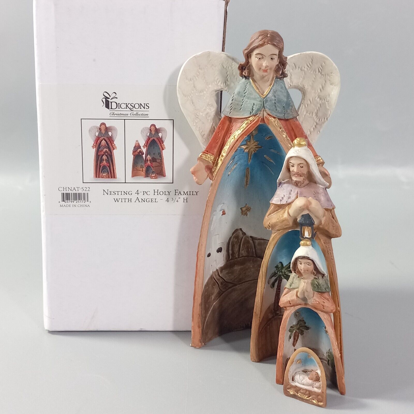 Dicksons 4pc Nesting Doll Holy Family Angel Xmas Nativity 4.5\