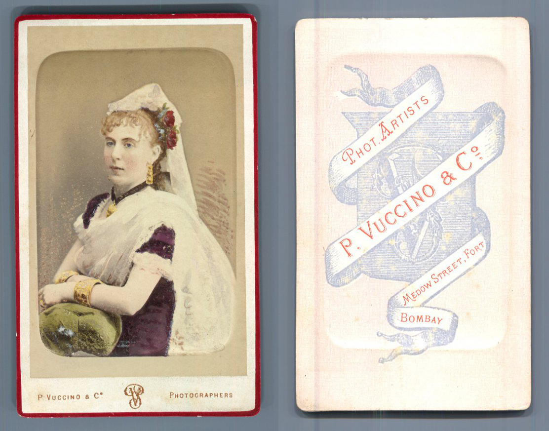 Vuccino & Co., Bombay, Victorian Beauty Vintage CDV Albumen Print a