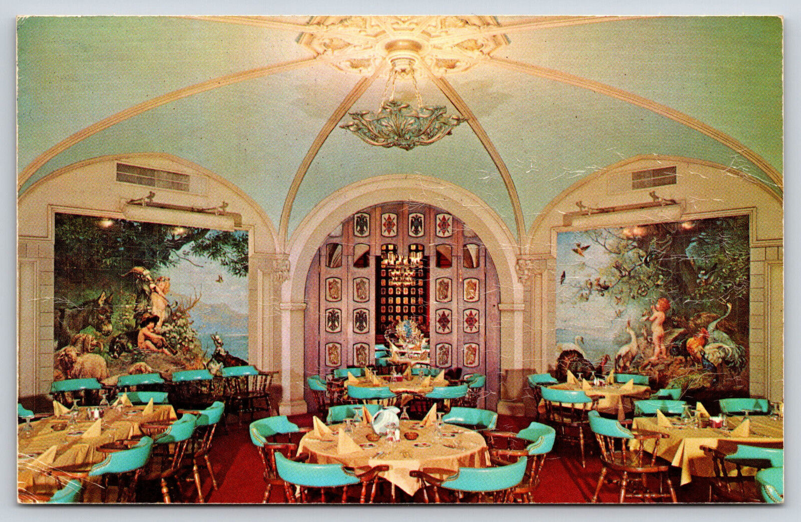 St. Louis MO-Missouri, The Bevo Mill Restaurant Interior, Art, Vintage Postcard
