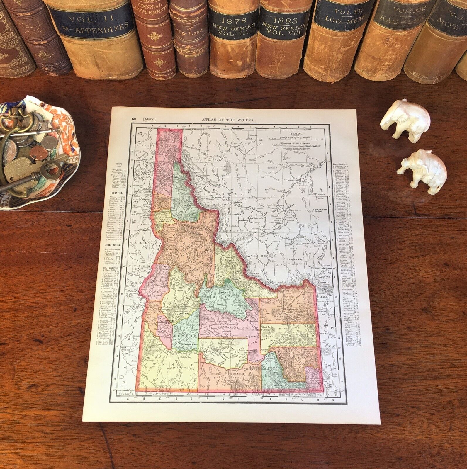 Large Original 1898 Antique Map IDAHO Boise Nampa Meridian Kuna Post Twin Falls