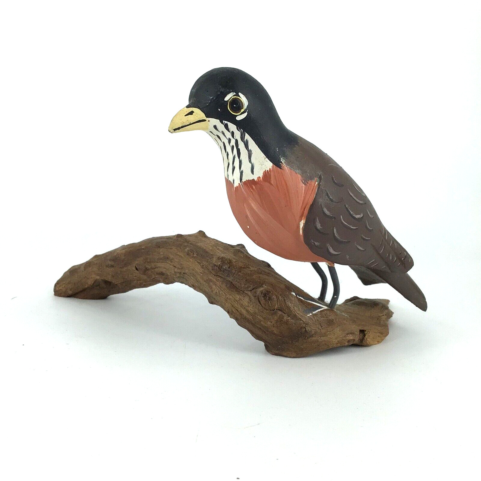 Vintage Hand Painted Robin On Driftwood base
