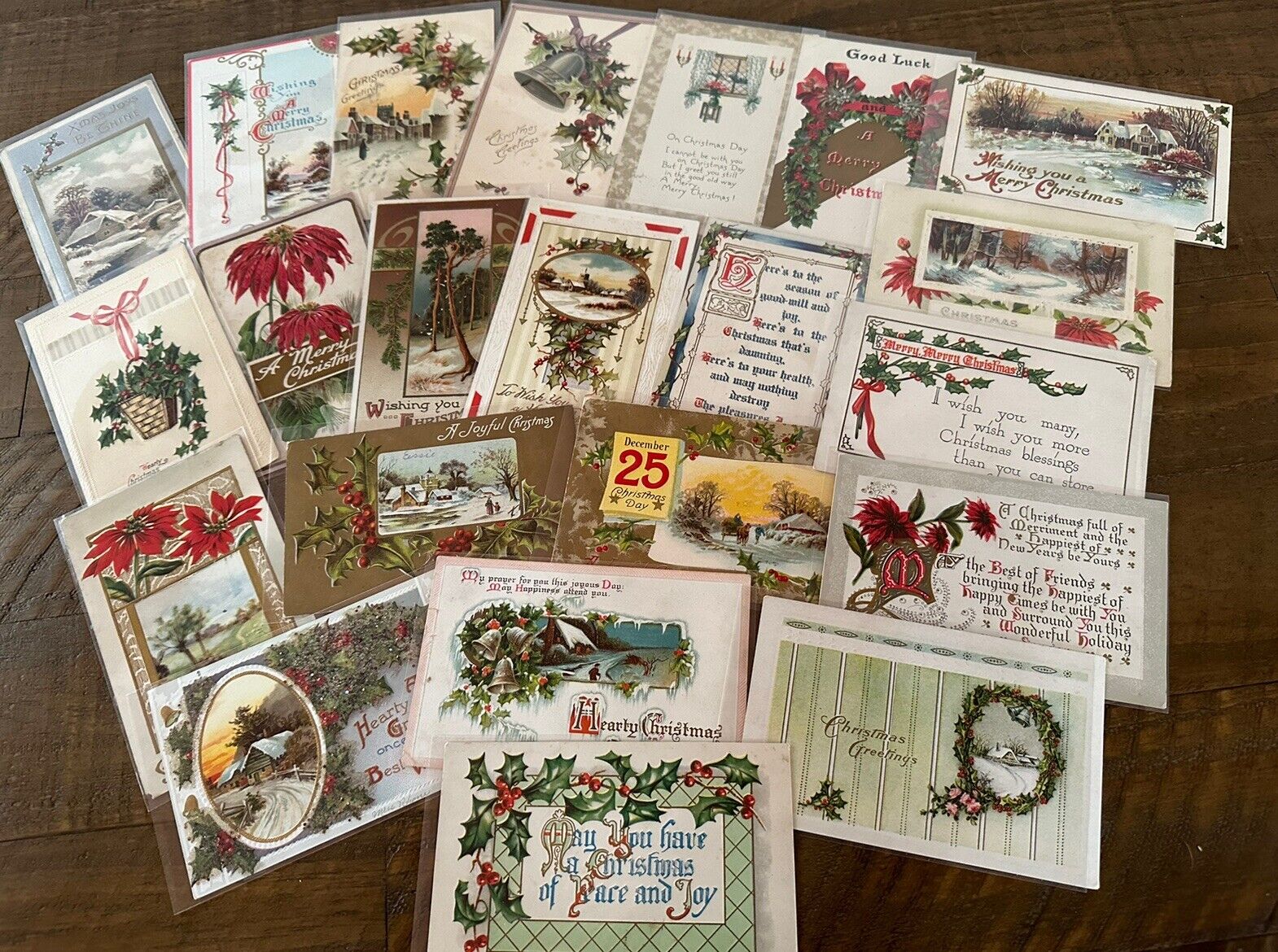 Lot of 22 ~Vintage Antique ~Christmas Postcards~Early 1900\'s~ in Sleeves~h928