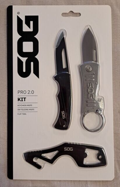 SOG PRO 2.0 3 Knife Kit - Keychain EDC Pocket Knives - New in package