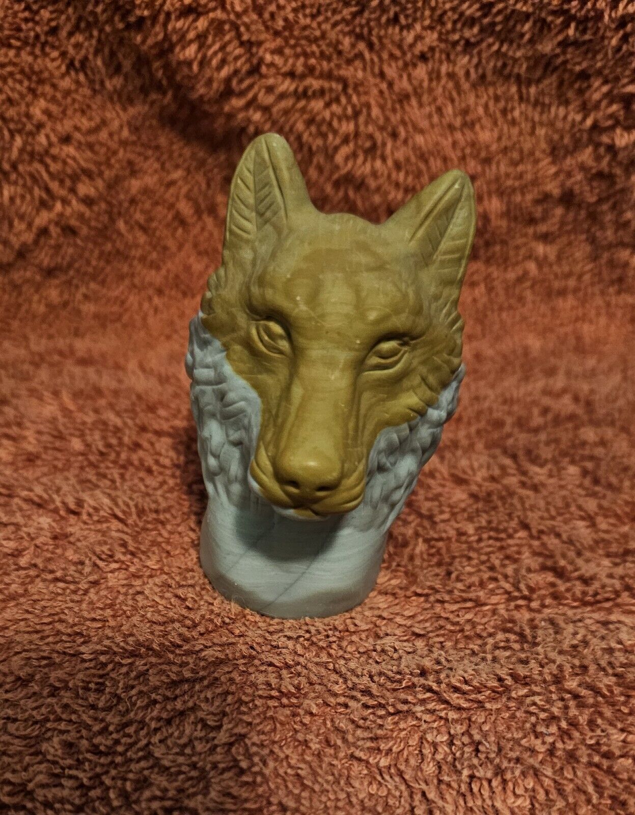 Painted Jasper Wolf Head