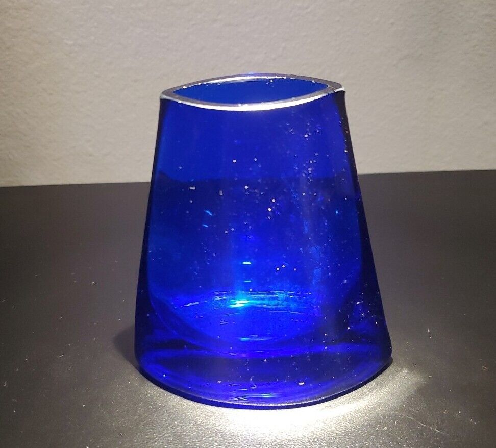 Cobalt Glass Vase Curved 4 inches