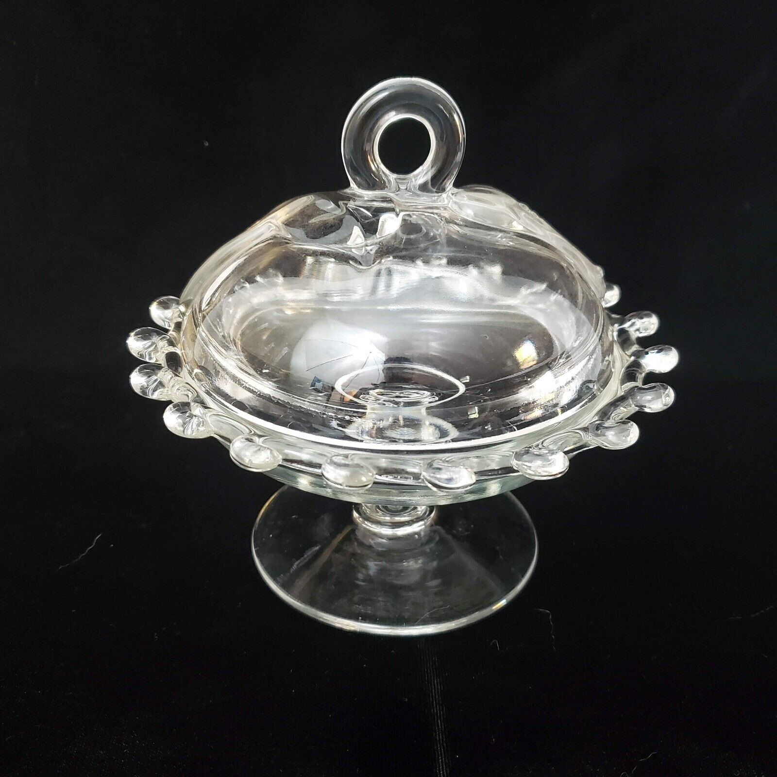 Heisey Lariat Covered Candy Dish Footed Vintage 1940\'s