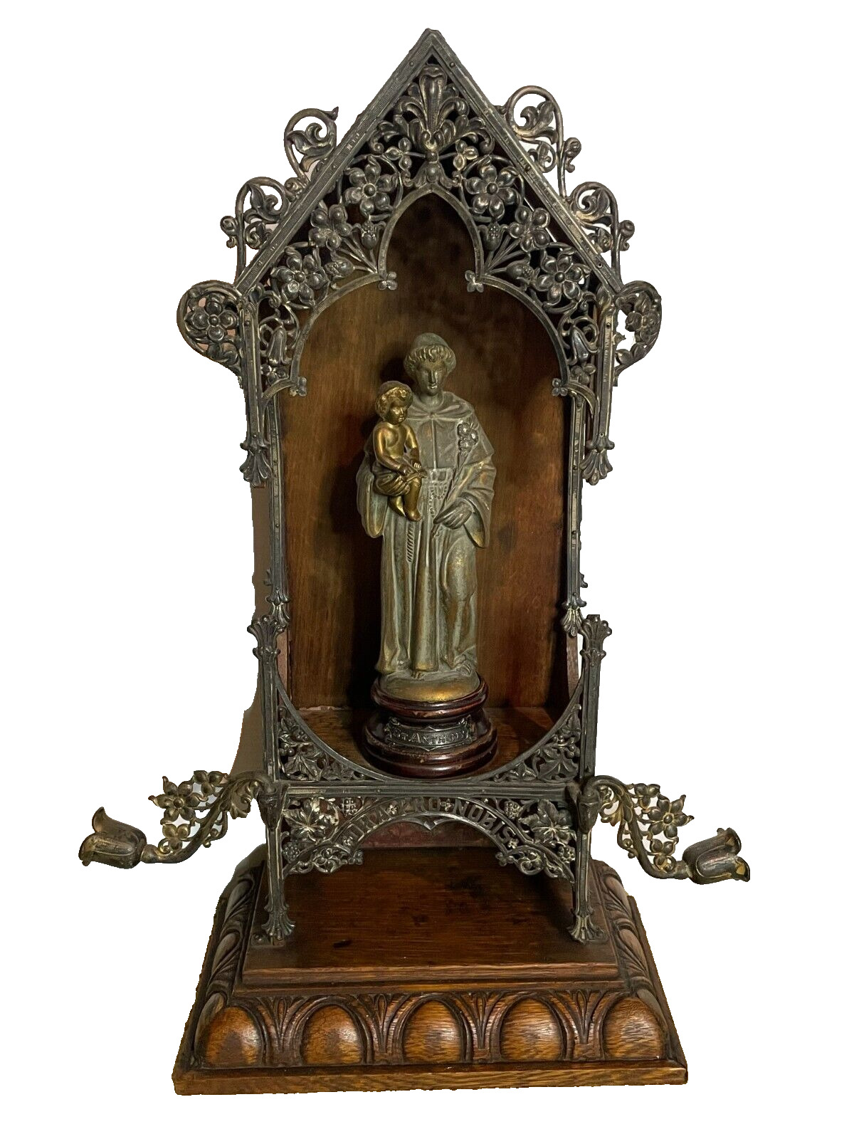 Antique Devotional Home Altarpiece Shrine Chapel Saint Anthony Lost Item Prayer