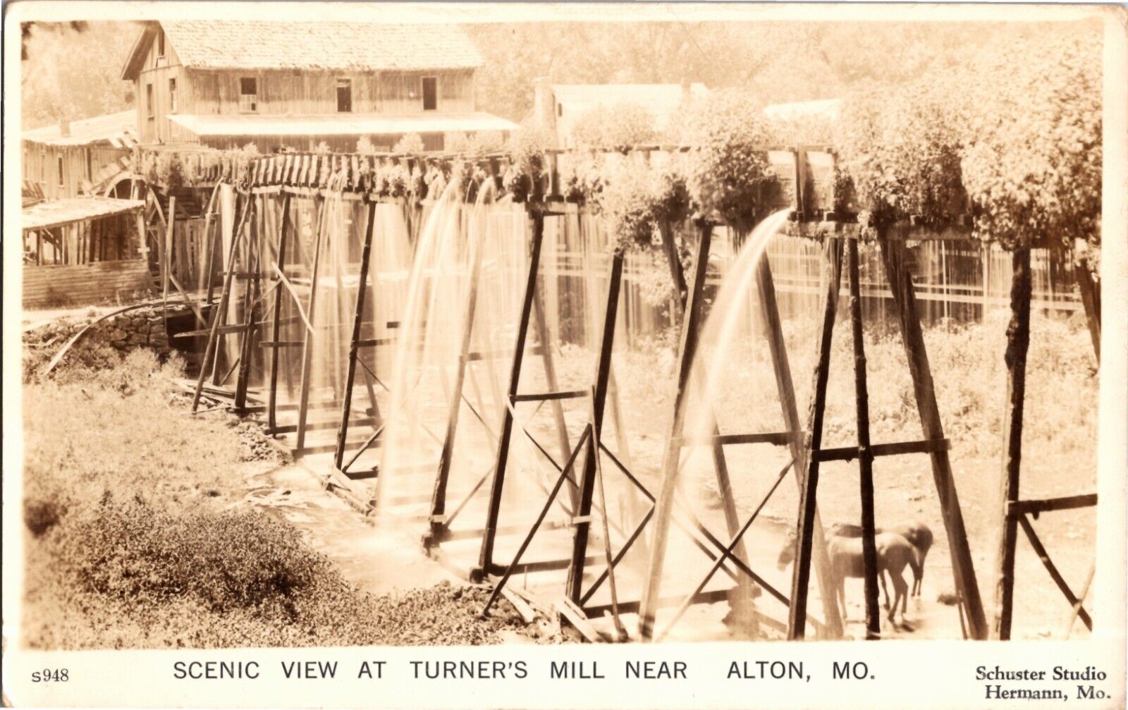 RPPC Postcard TURNER'S MILL - RARE IMAGE - Alton Missouri - Ozarks
