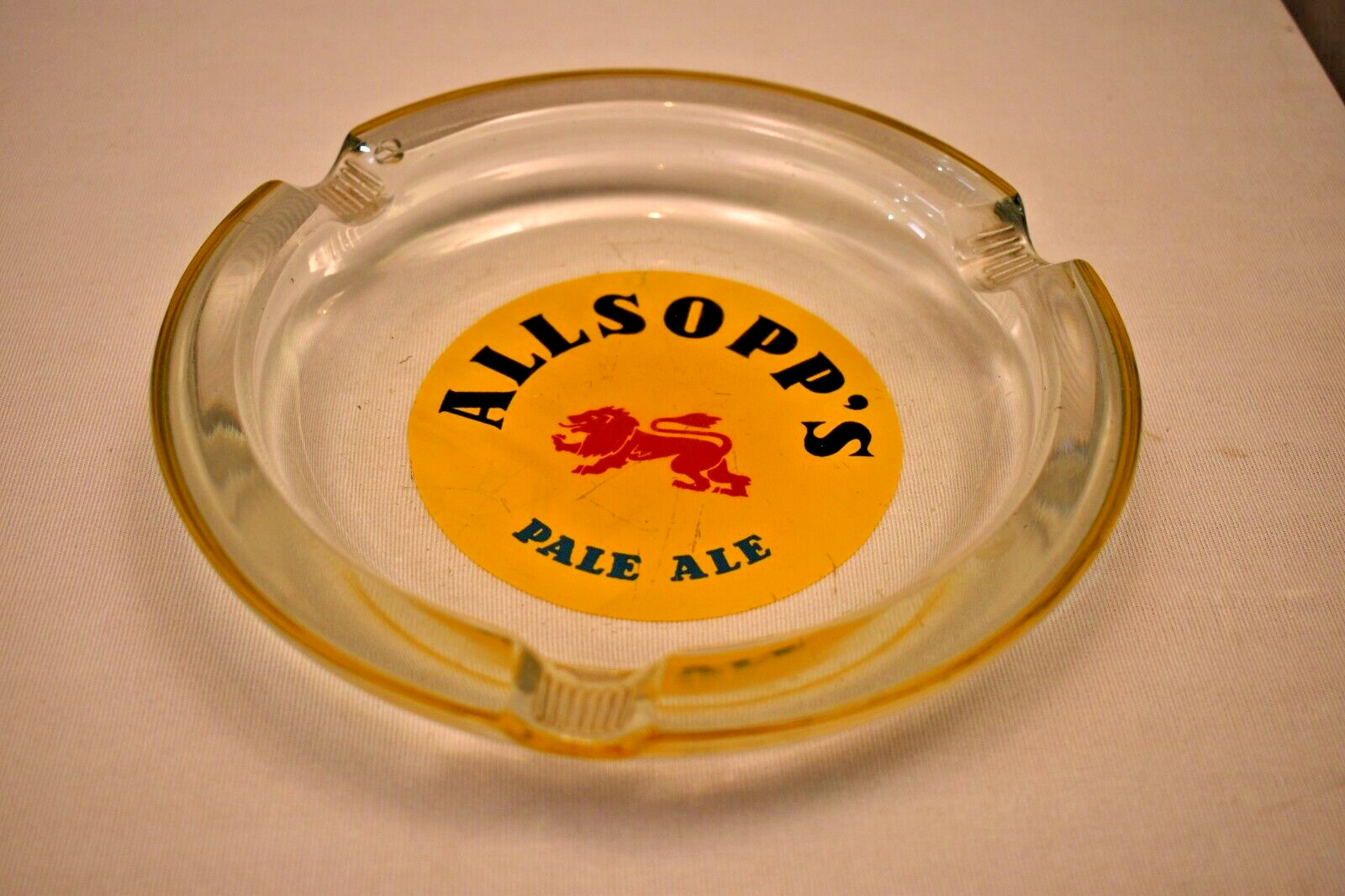 Antique Samuel Allsopp & Sons Brewery Pale Ale Advertising Glass Ashtray Collect