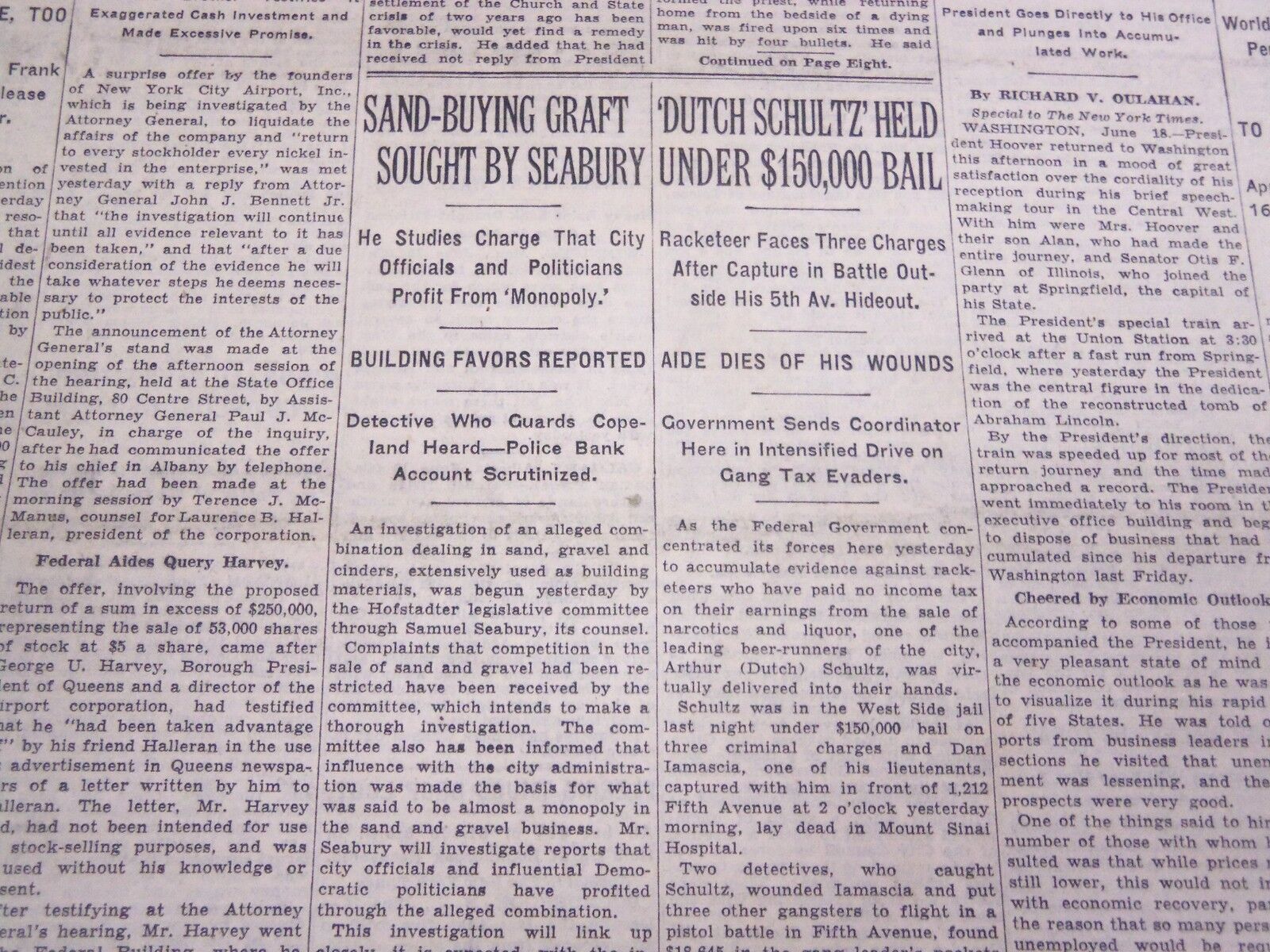 1931 JUNE 19 NEW YORK TIMES - DUTCH SCHULTZ $150,000 BAIL - NT 3960
