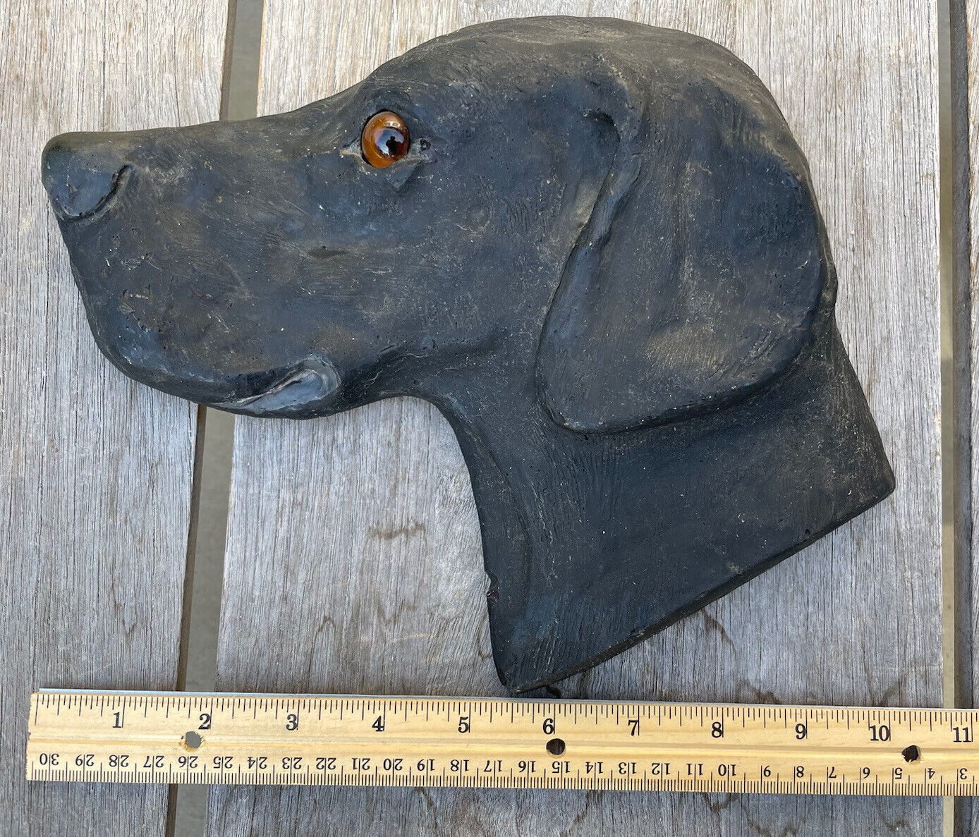 Rare Vintage FOLK ART Labrador DOG Glass Eye Hand Crafted USA Barn Find