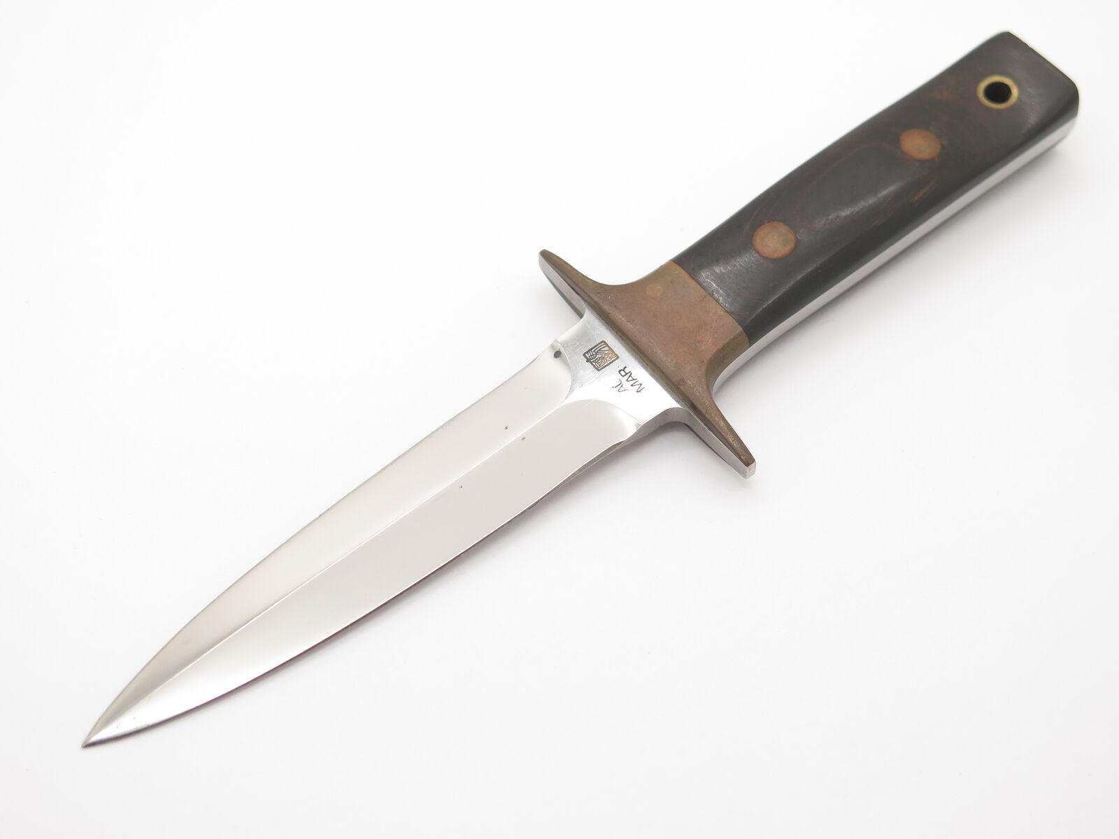 Vintage \'80s Al Mar Fang I Hattori Seki Japan Micarta Dagger Fixed Blade Knife