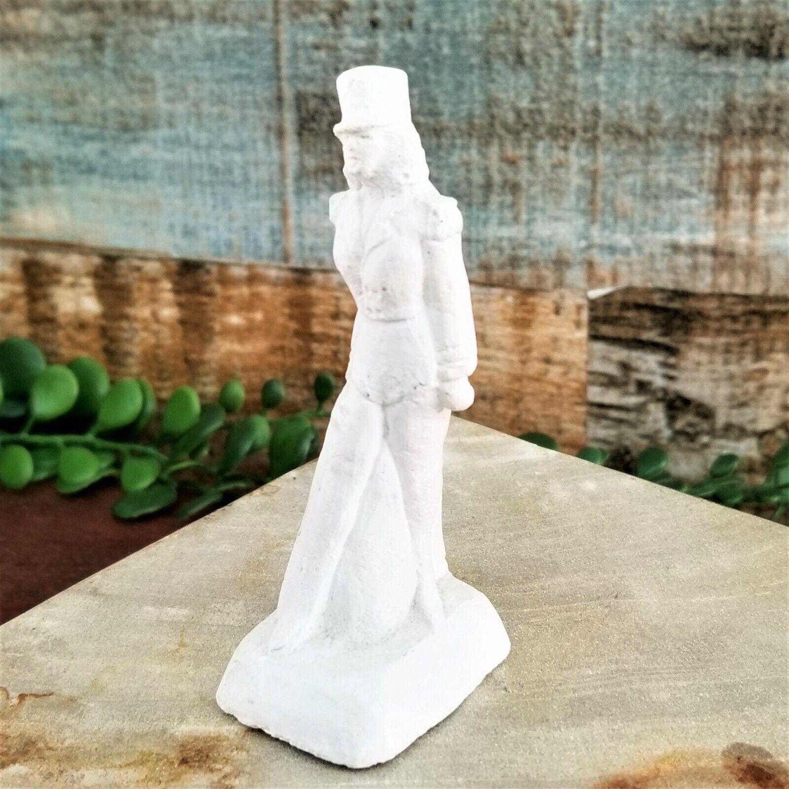 Vintage Mold Craft Woman Soldier Officer Chalkware Figurine for Village Dioramas