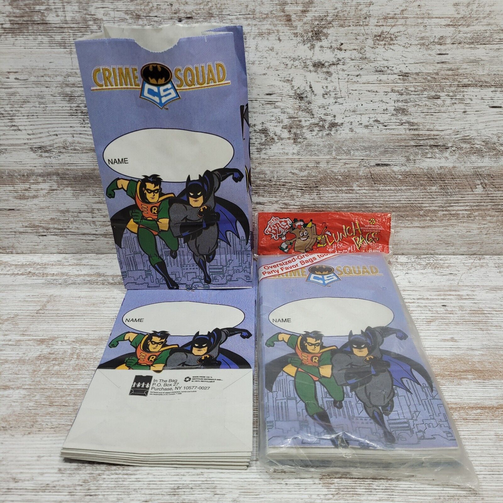 1996 Batman Robin Joker Lunch Paper Bags Crime Squad Vintage Lot Of 30 (NEW)