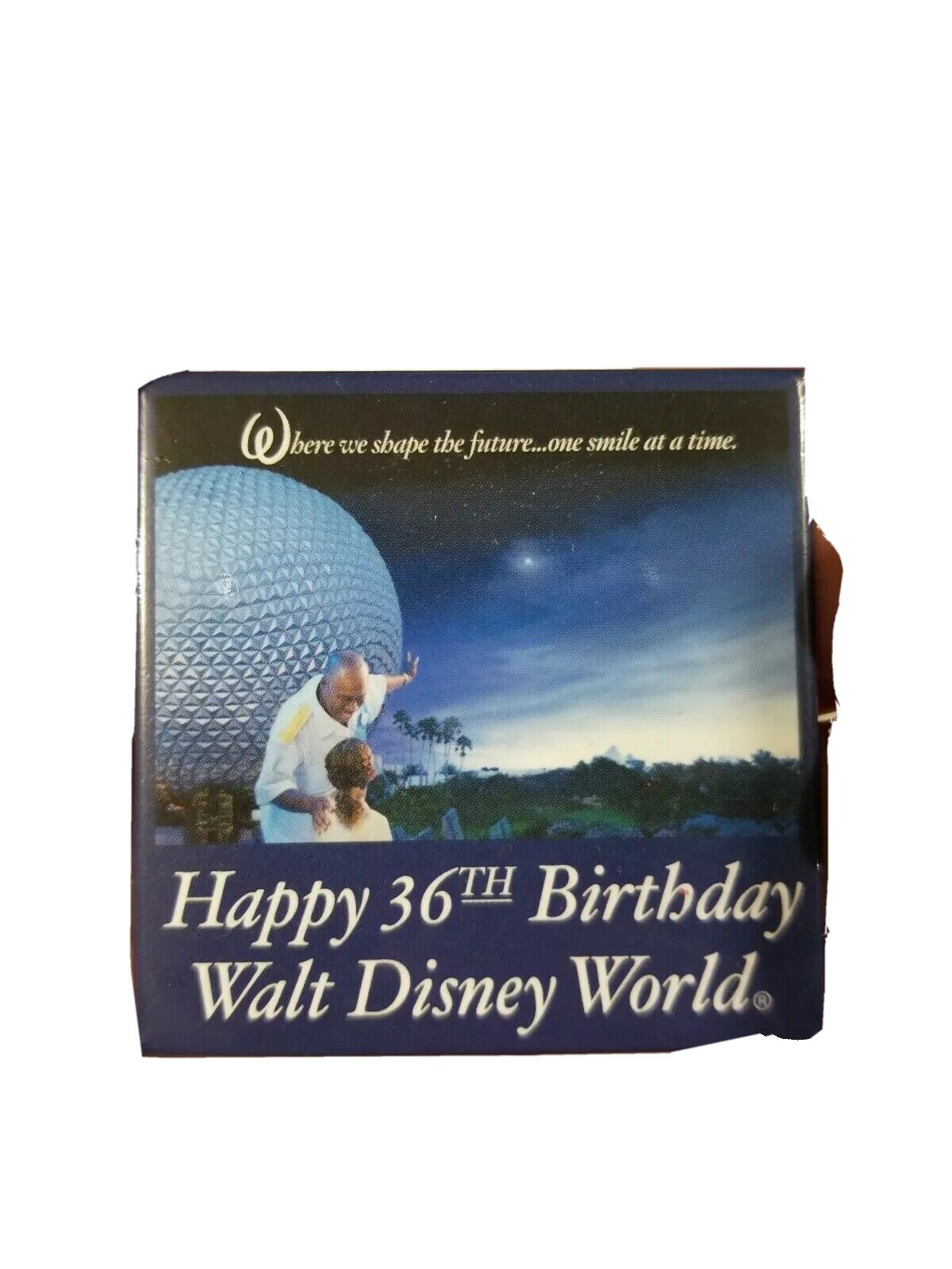 Happy 36th Birthday Walt Disney World Button Pin Shape Future 1 Smile at a Time