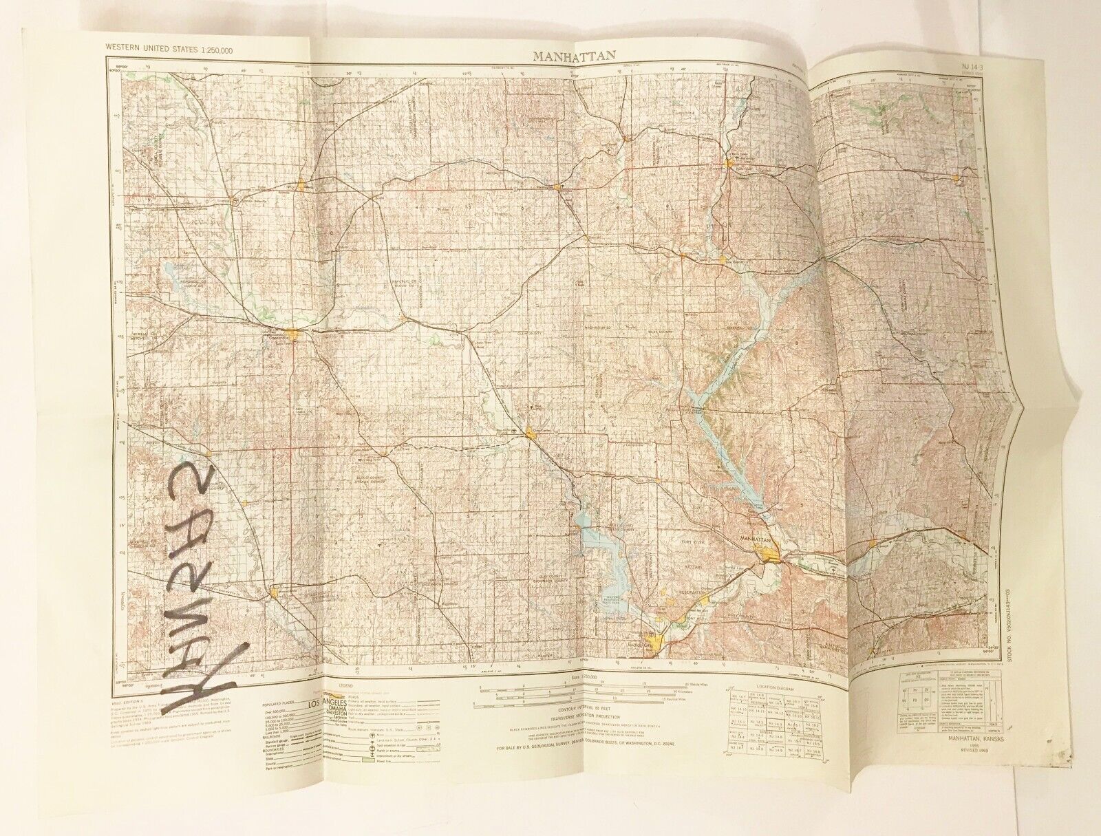 Vintage Manhattan Kansas Map US Geological Survey