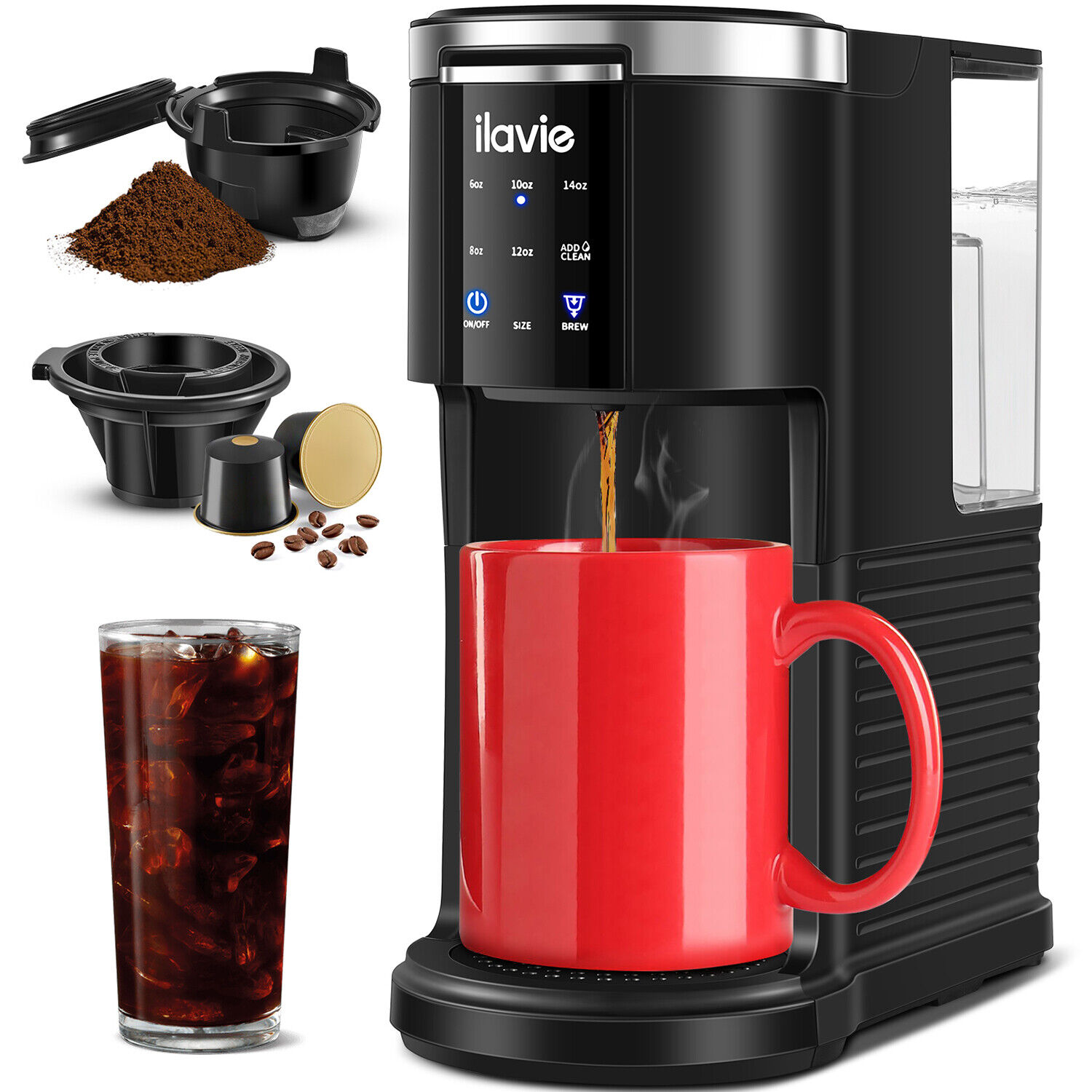 Single Serve K-Cup Pod Coffee Maker 6 to 14 oz Coffee Brewer w/ 40oz Water Tank