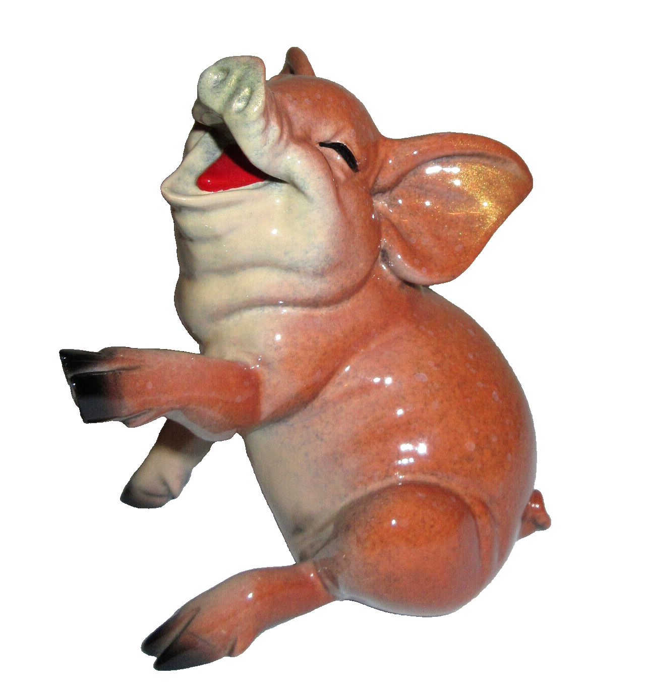 Kitty\'s Critters Oscar Pig Figurine Laughting Happy Brown Piggy Swine 3.5\