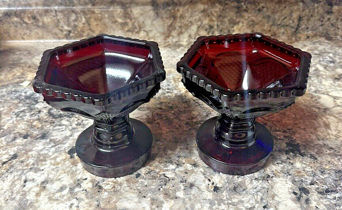 2 avon 1876 cape cod collection Red Ruby Glass Compote
