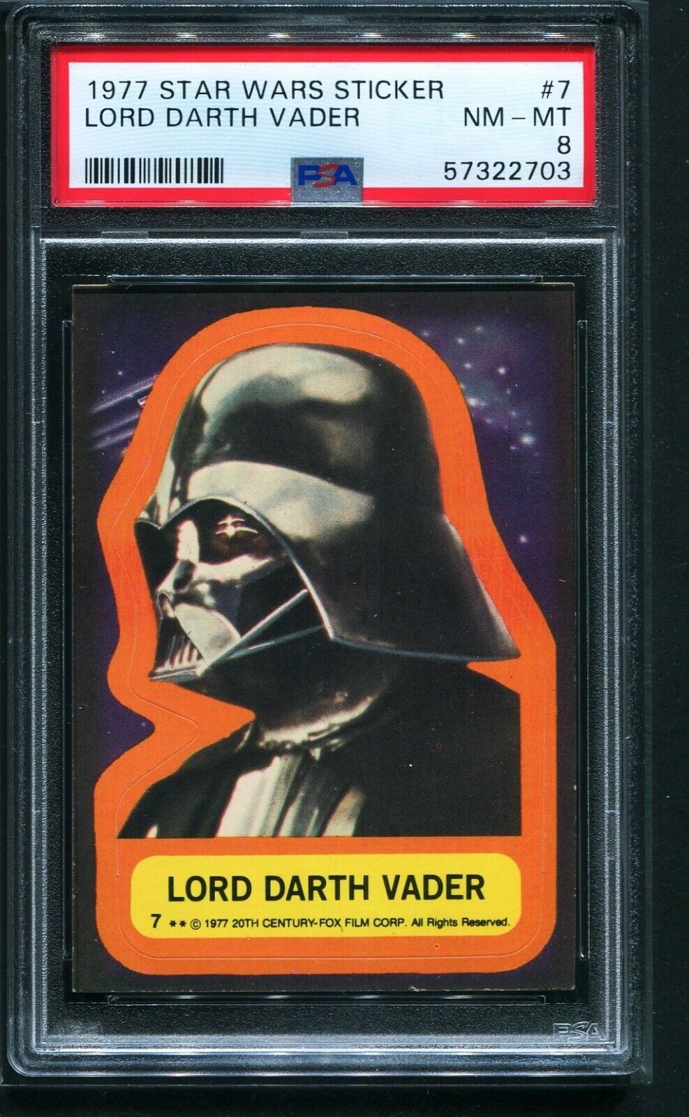 1977 Star Wars Sticker 1st Series #7 LORD DARTH VADER PSA 8 NM-MT