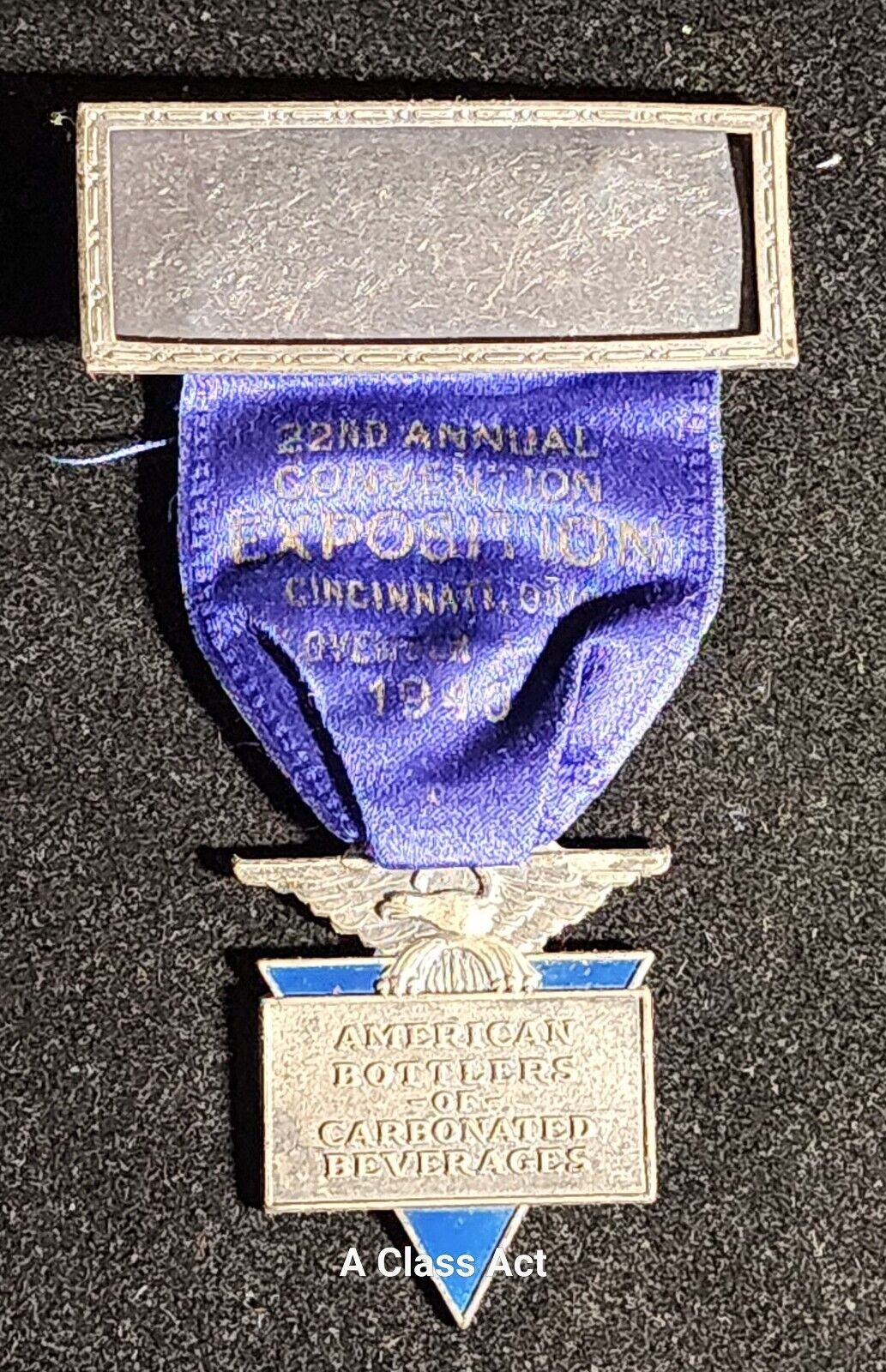 1940 22nd Annual Convention Exposition A.B.C.B. Cincinnati Ohio Name Badge H1578