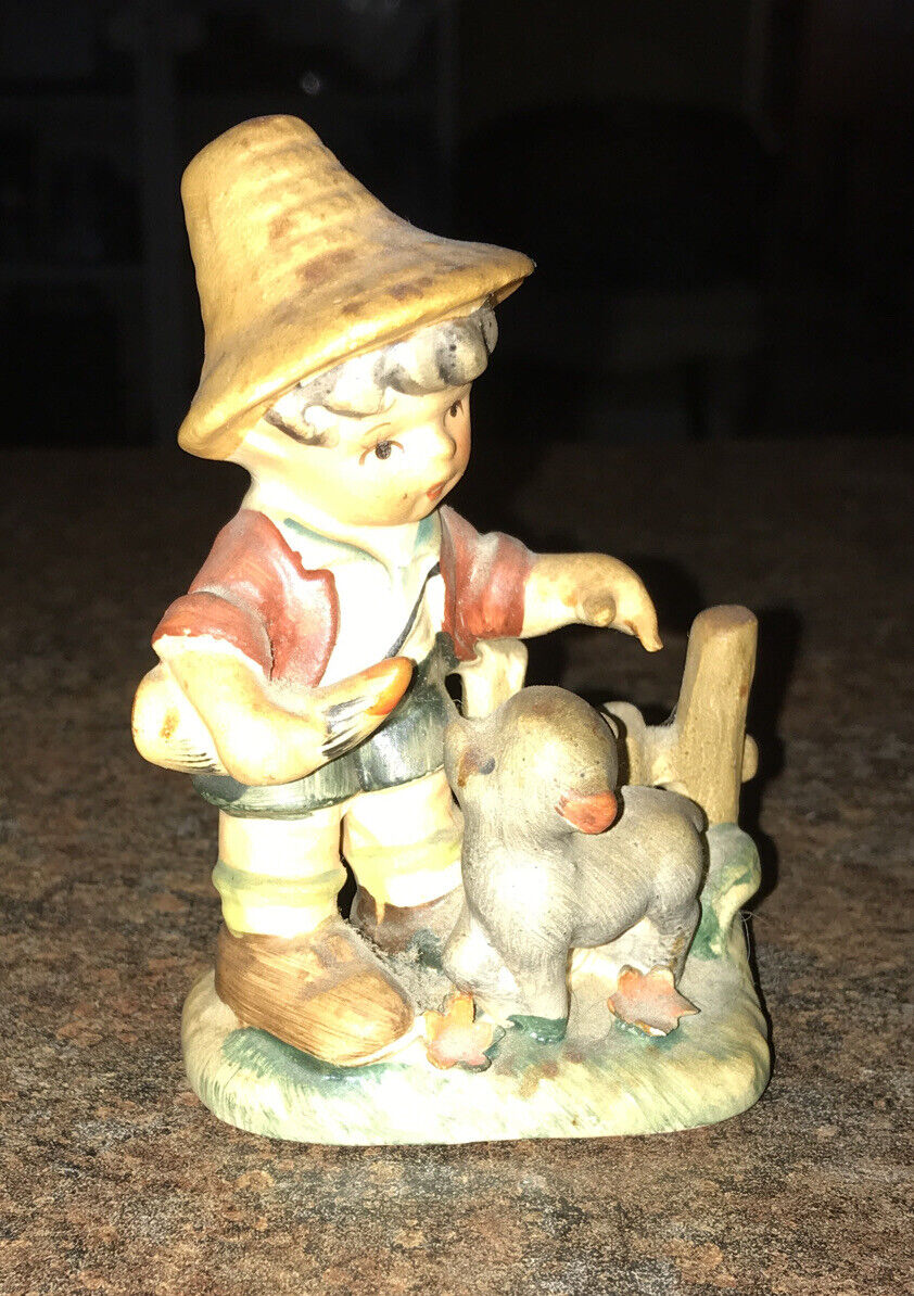 Vintage Lipper And Mann Creations Boy & Lamb, Made In Japan