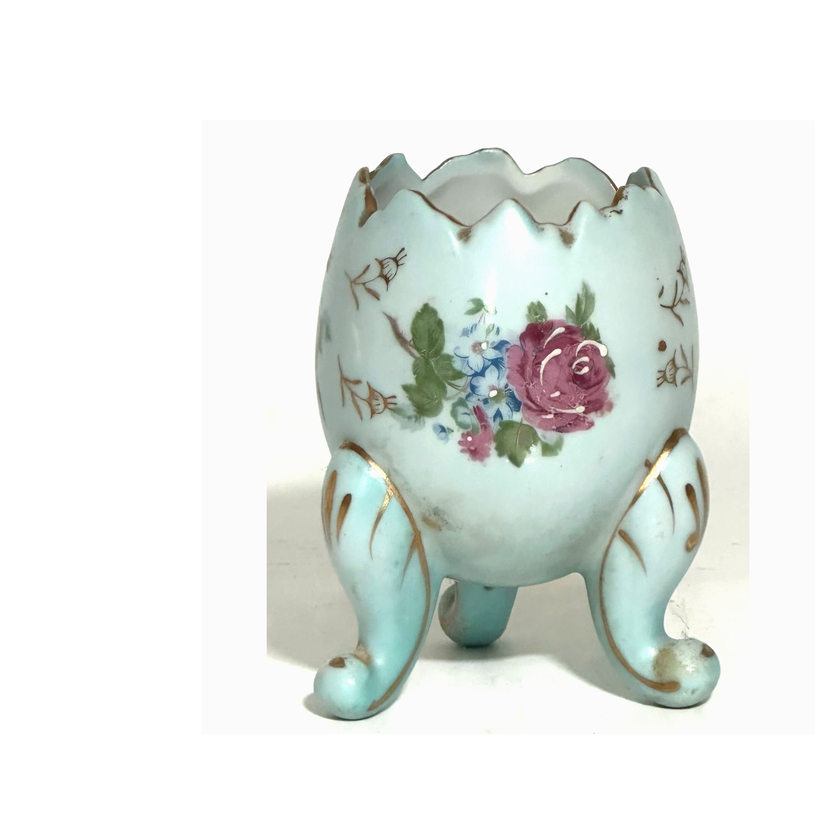 Vintage Napco Cracked Egg Rose-Patterned Ceramic Vase