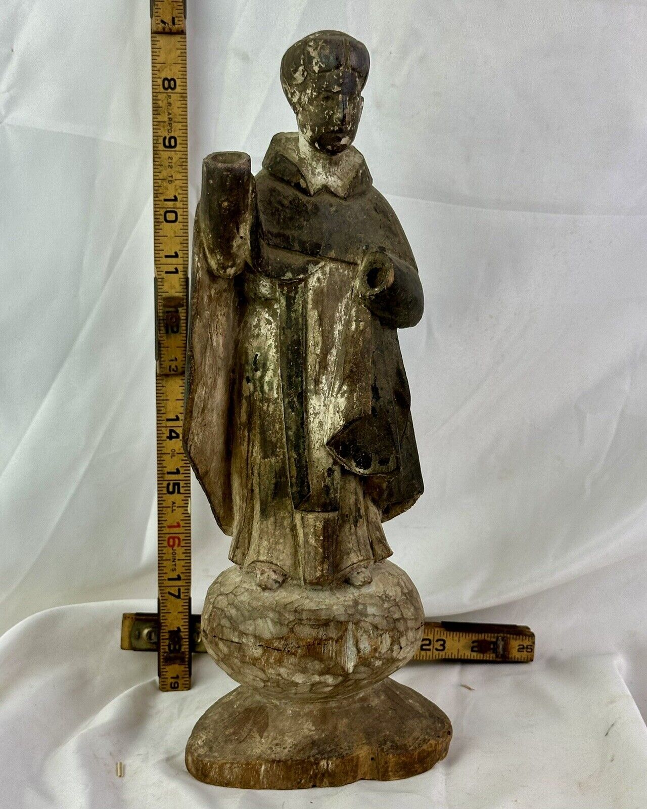 SPANISH COLONIAL CARVED WOODEN  CHRISTIAN SAINT of SANTOS BERARD of CARBIO