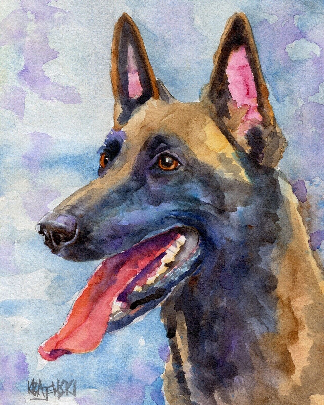 Belgian Malinois Art Print from Painting | Gifts, Poster, Home Decor 8x10