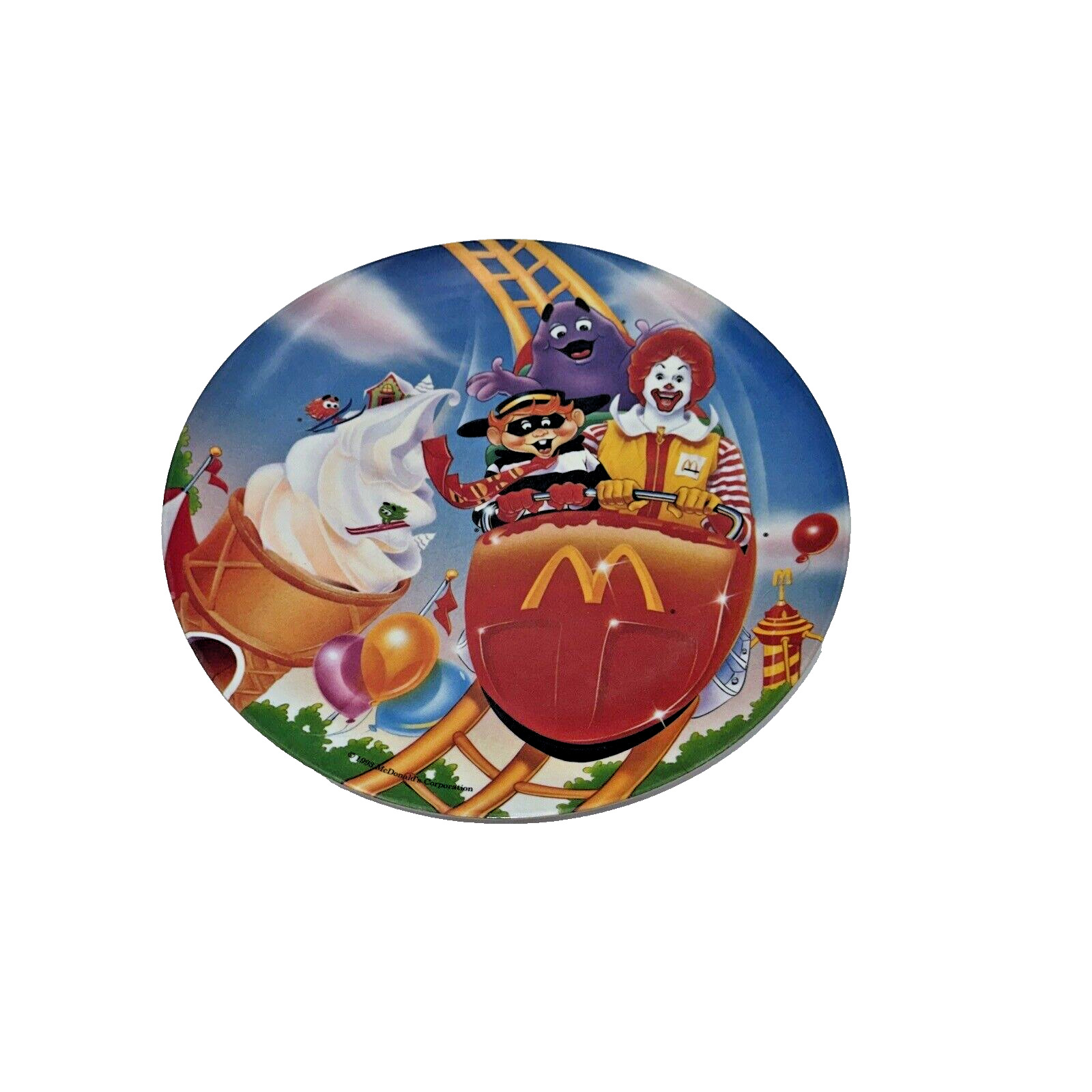 Vintage 1993 McDonald\'s Melamine Plate Ronald Hamburglar Grimace Roller Coaster