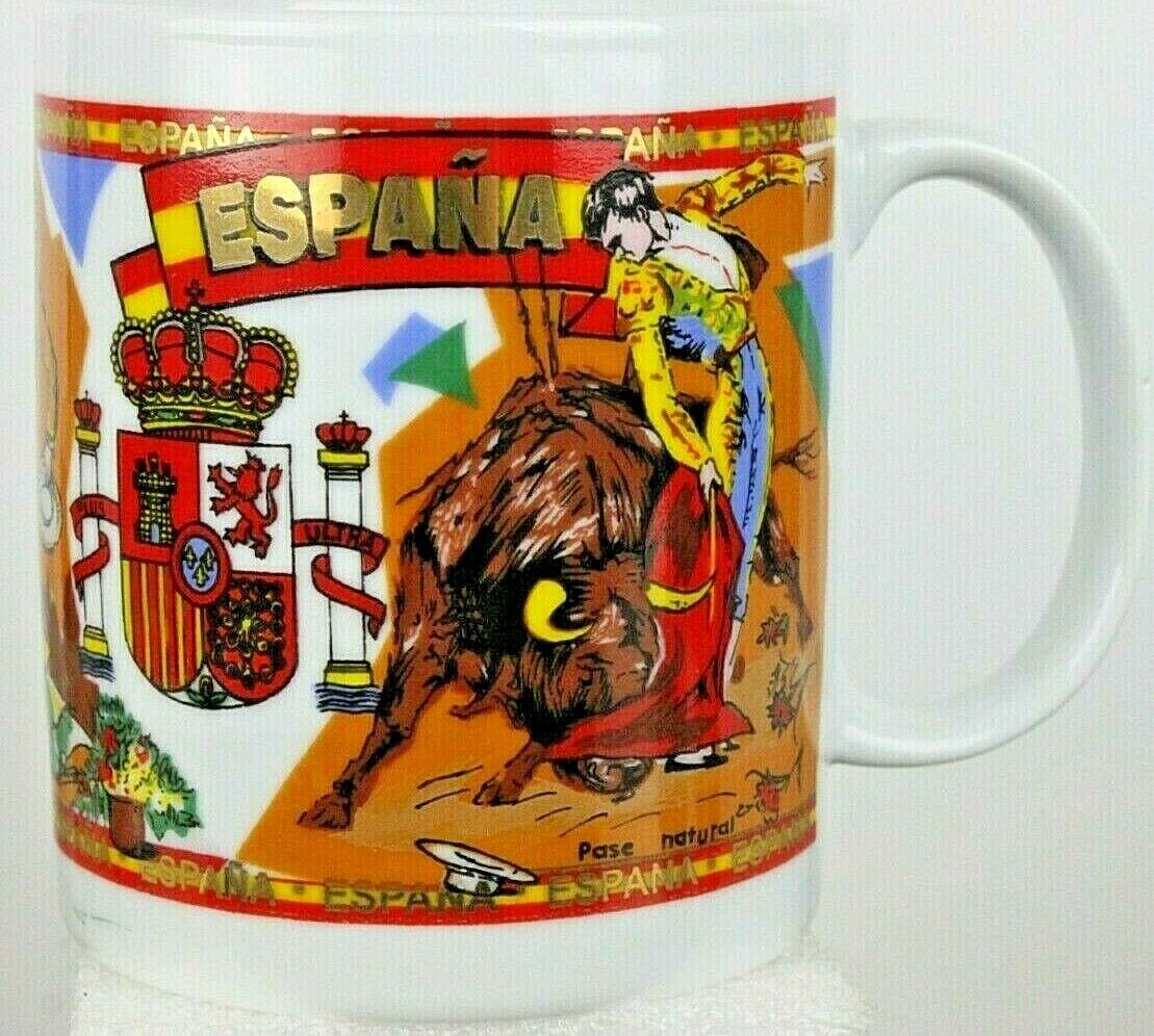Spain Events In Spanish Coffee Mug By Safon SFN Multi Colored Gold Lettering New