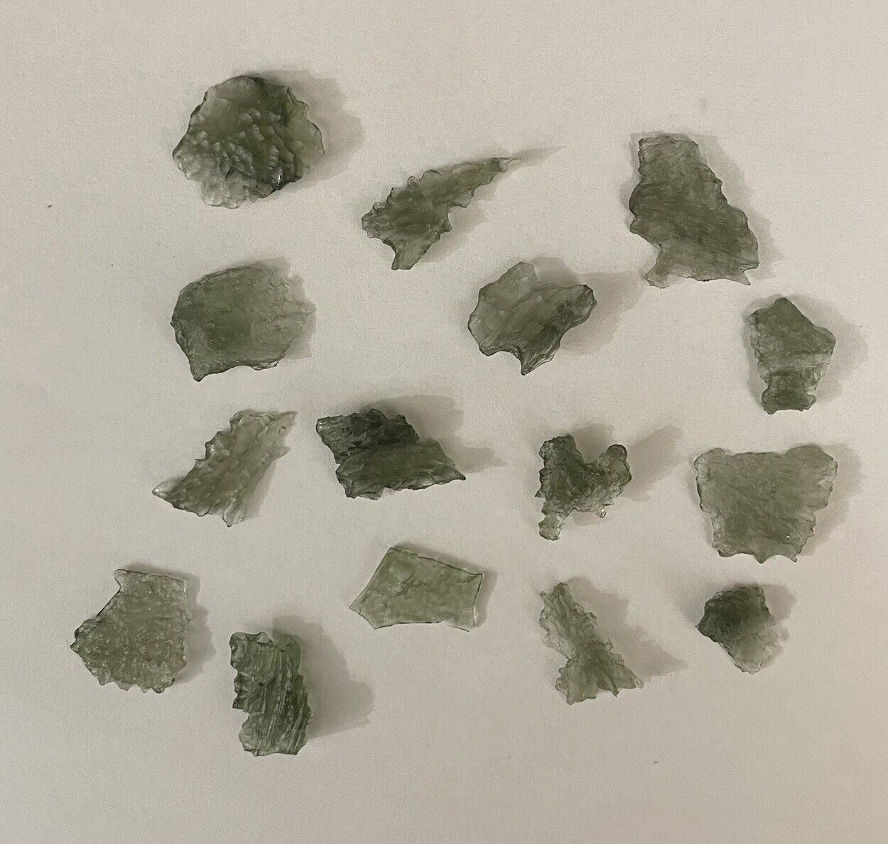 Moldavite Lot 15 Pieces 11.94 gr 59.7 ct Small Crystals Regular Grade W/ COA