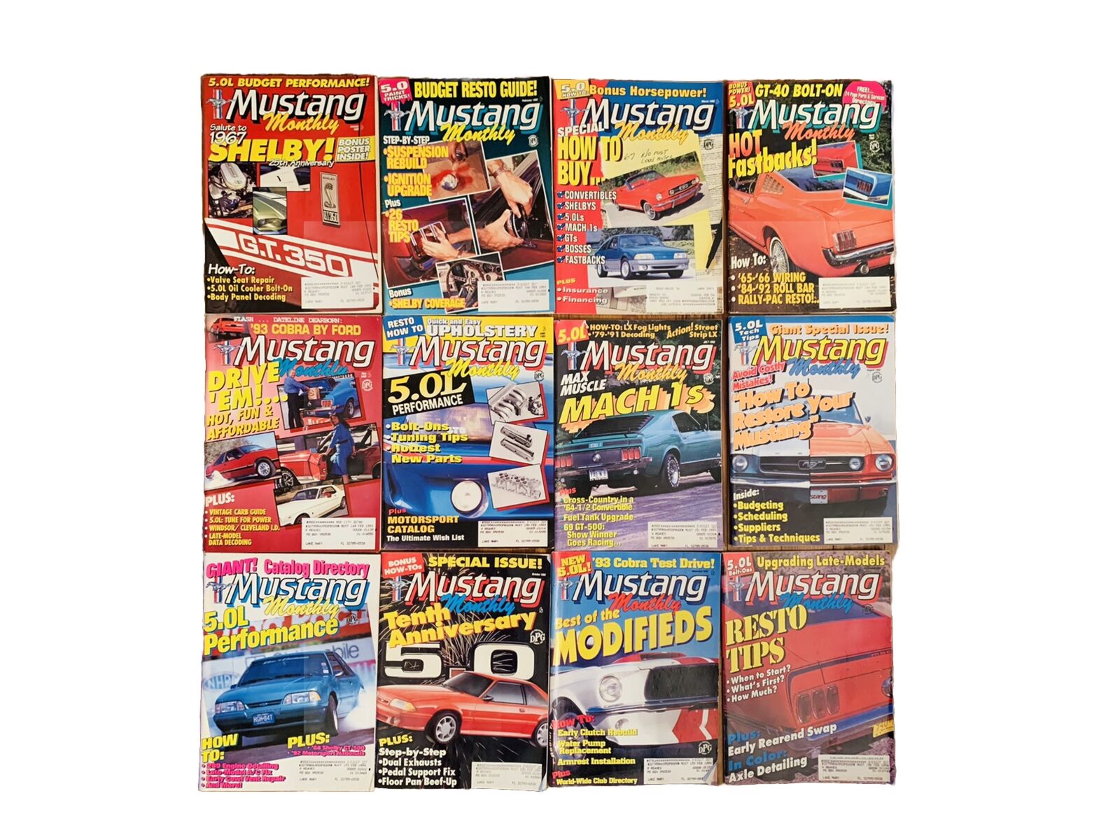 1992 Mustang Monthly CAR Magazines LOT 100% Complete Year - 12 Issues MUSCLE