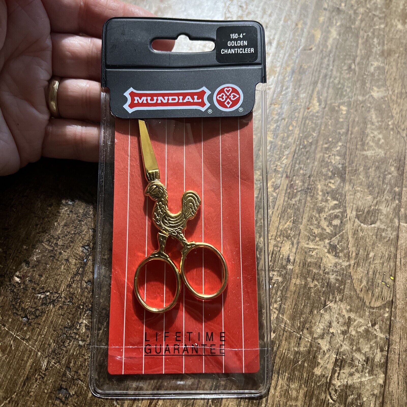 Gold Tone Chanticleer Rooster Scissors Mundial New Sealed Solingen Lifetime Guar