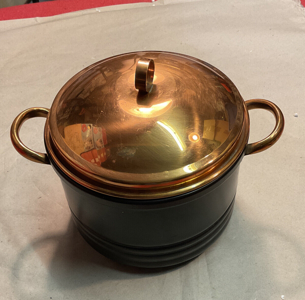 Vintage Keystone  Vacuum Insulated Ice Bucket 8”. With Brass Lid.