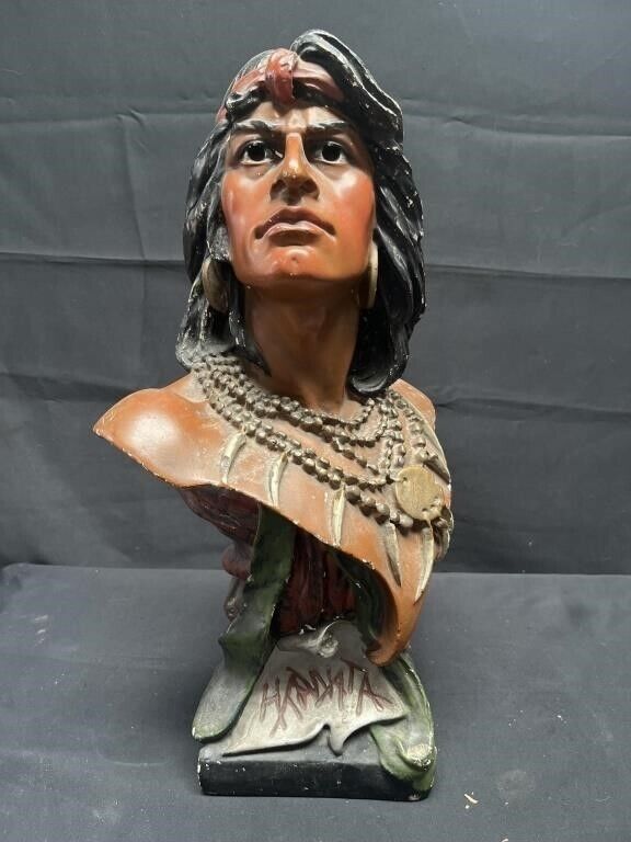 Hiawatha, the Great Iroquois Peacemaker, Chalkware Sculpture, 19in