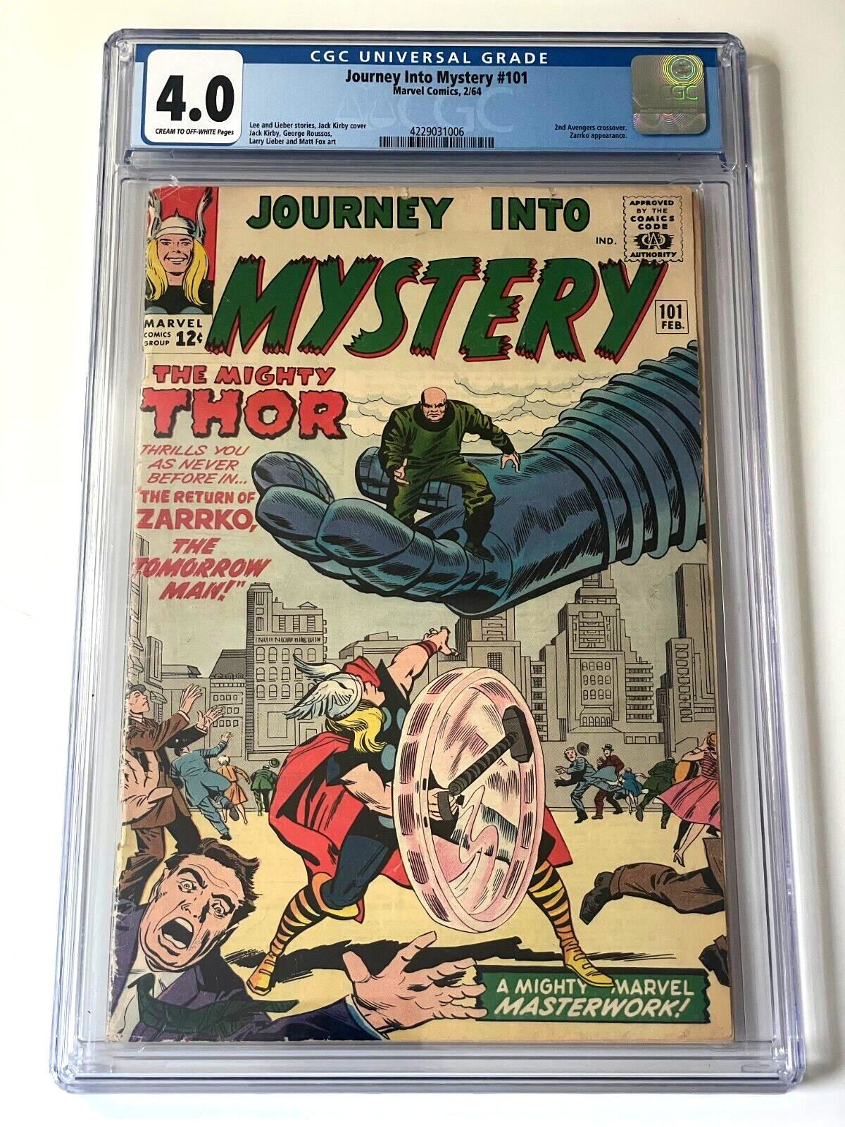 Journey Into Mystery #101 CGC 5.0 Stan Lee Jack Kirby 2nd Avengers 1964 Marvel