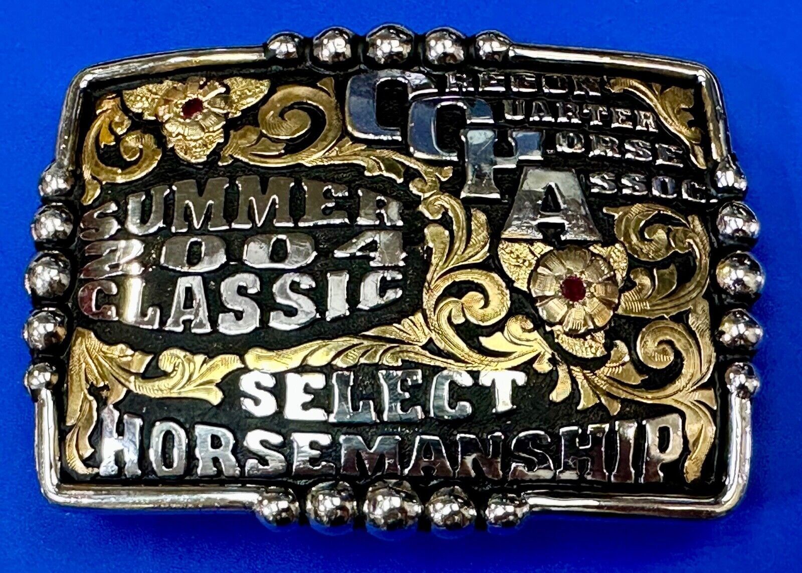 2004 Classic Select horsemanship CQHA Trophy belt buckle by Bob Berg