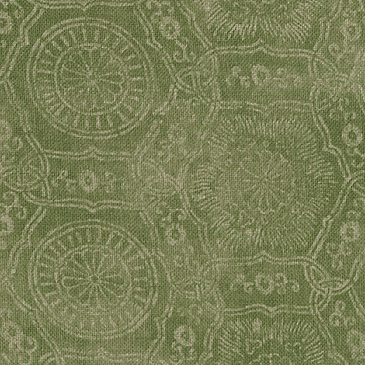 Katie Leede Green Linen Upholstery Fabric- Kimono Negative Arugula 5.50 yd KN-04