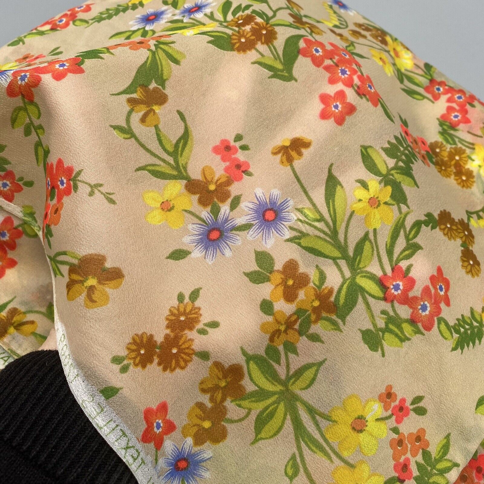 Vintage THC Hawaiian Textiles 17009 Semi Sheer Colorful Floral Fabric 45\