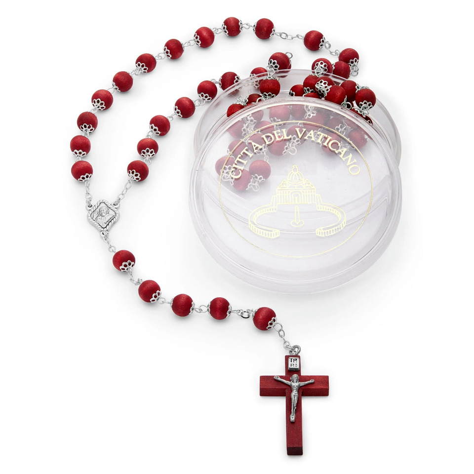 Capped Rose Petals Rosary Beads Catholic Prayer Necklace Blessed By Pope Francis