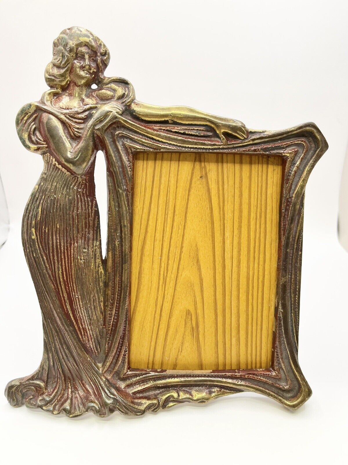 Antique Vintage Art Nouveau Cast Iron Copper Woman 4\